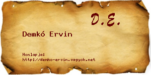 Demkó Ervin névjegykártya